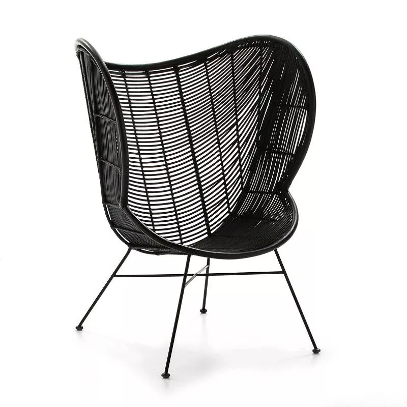 Designer-Sessel 83X85X113 Metall/Wicker Schwarz mit assoziieren Bequeme Sessel fürs Büro