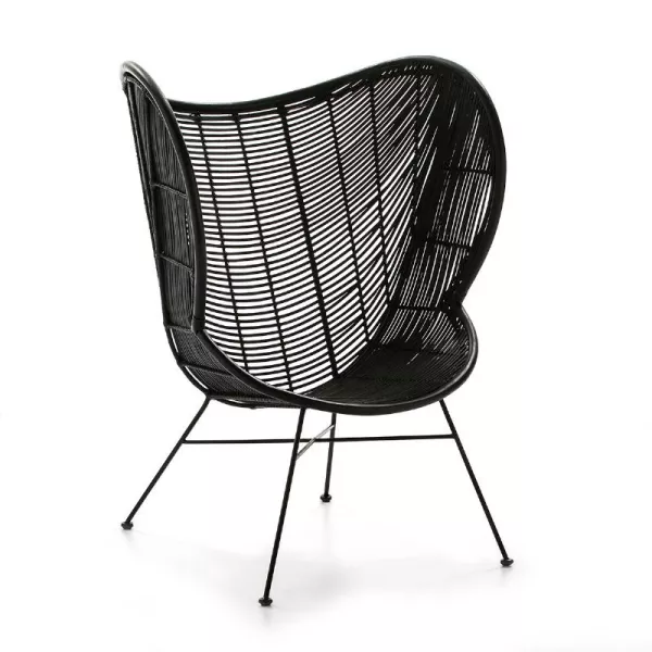 Designer-Sessel 83X85X113 Metall/Wicker Schwarz mit assoziieren Bequeme Sessel fürs Büro