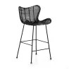 Tabouret snack 48x46x95 Métal Osier Noir