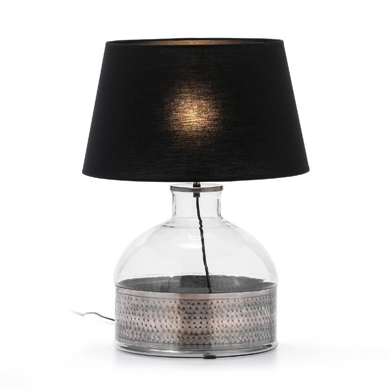 Lampe de Table sans abat-jour 33x33x40 Verre Métal Argent