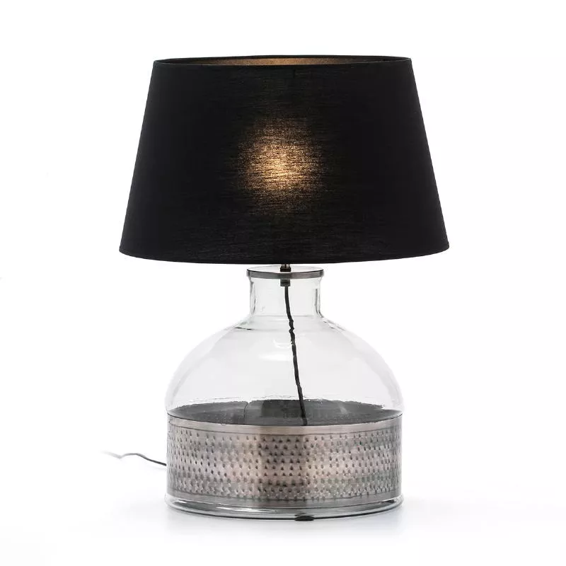 Lampe de Table sans abat-jour 33x33x40 Verre Métal Argent