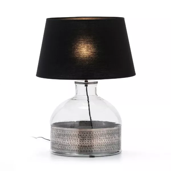 Lampe de Table sans abat-jour 33x33x40 Verre Métal Argent