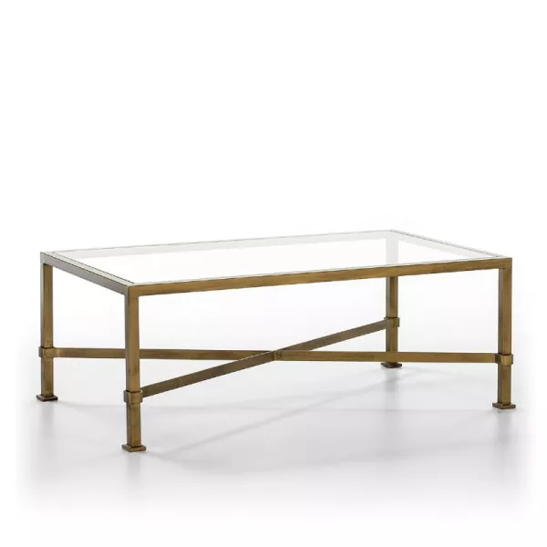 Kaffeetisch 120X70X45 Glas/Metall Goldene Antike mit assoziieren Couchtische mit Armlehnen für mehr Komfort