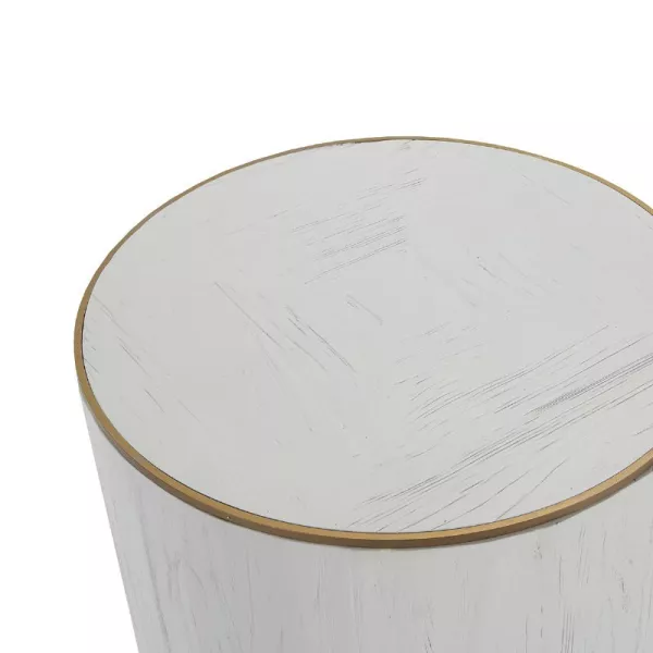 Table d'appoint, bout de canapé, bout de canapé 50x50x55 Bois Blanc Métal Doré