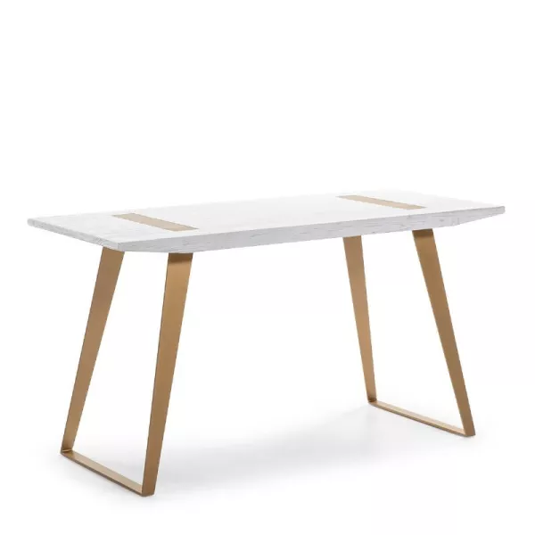 Desk 140X60X75 Wood White Metal Golden to associate with Practical and Robust Contemporary Folding Design Desk