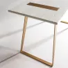 Desk 140X60X75 Wood White Metal Golden to associate with Contemporary Design Desk Padded for Optimal Comfort