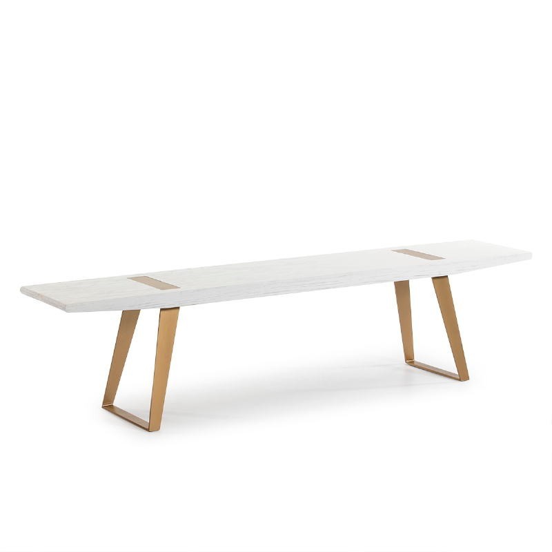 Panchina 190X35X45 Legno Bianco Metallo Dorato associarsi a Panchine da interno ed esterno scandinave dal design pulito