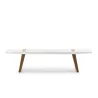 Banc 190x35x45 Bois Blanc Métal Doré à associer à Bancs Interieur Exterieur En Rotin Pour Un Style Naturel