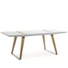 Table à Manger 200x90x76 Bois Blanc Métal Doré