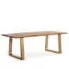 Table à Manger 220x95x77 Bois Naturel Métal Doré