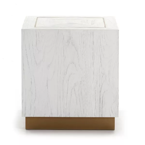 Side Table 55X55X60 Wood White Metal Golden to associate with Stackable Coffee Tables to Save Space