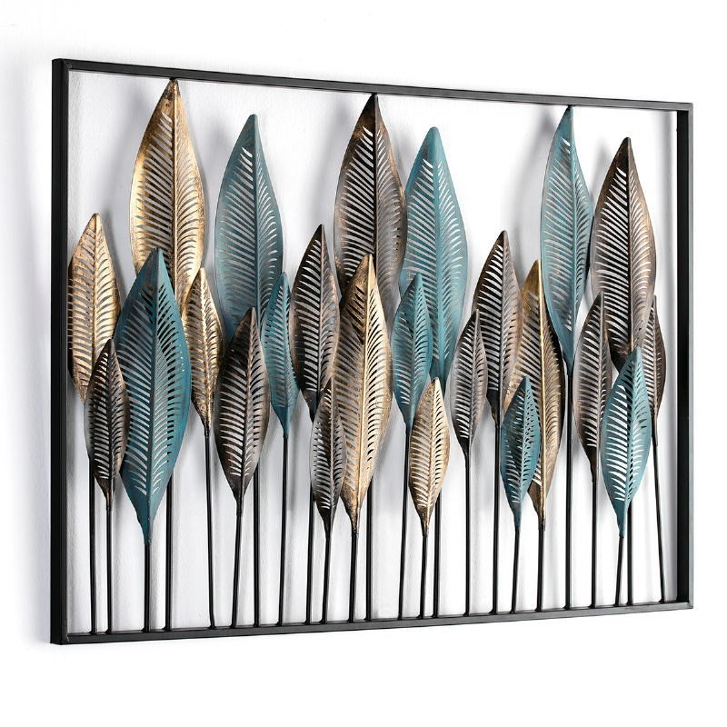 Escultura 101X3X71 Metal Azul Dorado Negro asociarse con Escultura de pared decorativa escandinava con un diseño puro