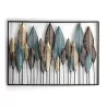 Sculpture 101X3X71 Metal Blue Golden Black to associate with Practical and Robust Folding Decorative Wall Sculpture