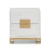 Comodino 2 Cassetti  56X41X60 Legno Bianco Dorato associarsi a Testiera del letto, servomuto, comodino, in rattan, per uno stile