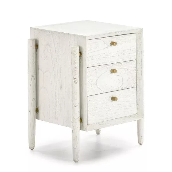 Table de chevet 3 tiroirs 50x40x61 Bois Blanc