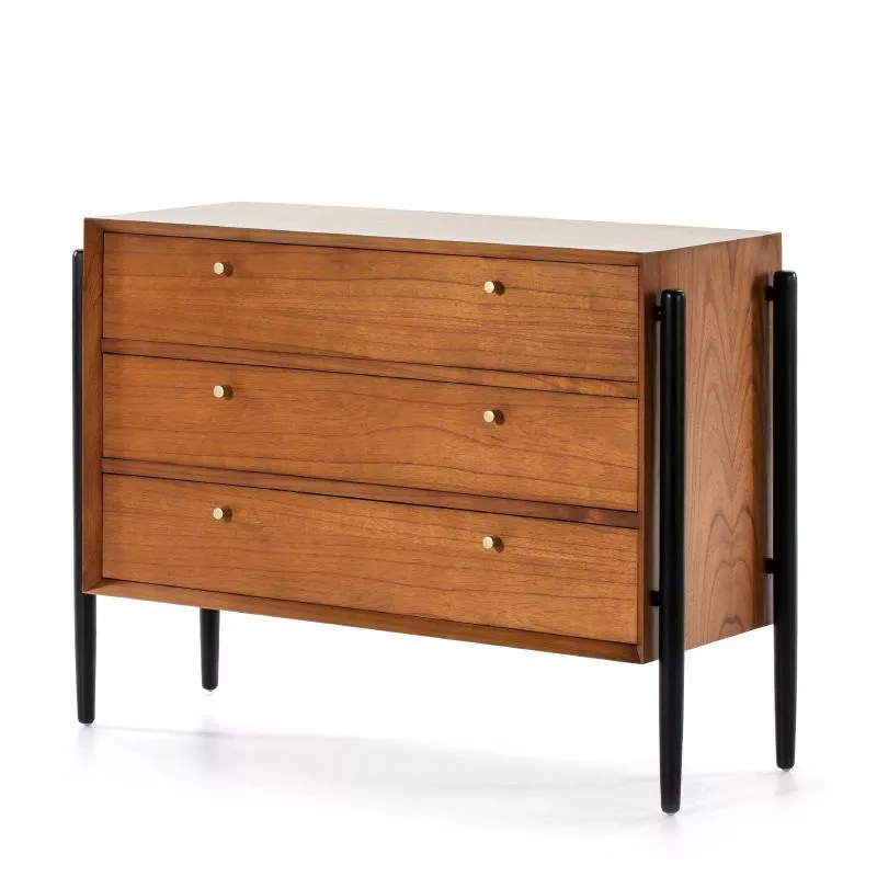 Chest Of Drawers 3 Drawers 125X45X90 Wood Brown Black to associate with Modern Dressing Table Cabinets For A Stylish Interior