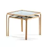 Set 2 Side Table 51X51X47   46X46X41 Smoked Glass Metal Golden to associate with Designer Coffee Tables For Dining Room