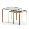 Set 2 Side Table 51X51X47   46X46X41 Smoked Glass Metal Golden to associate with Scandinavian Coffee Tables With a Clean Design