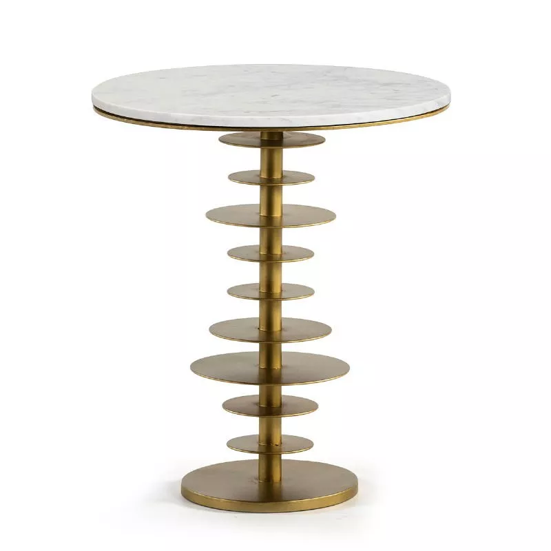 Side Table 50X50X58 Marble White Metal Golden to associate with Scandinavian Coffee Tables With a Clean Design