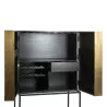 Bar 91x56x152 Bois Doré Noir Métal Noir