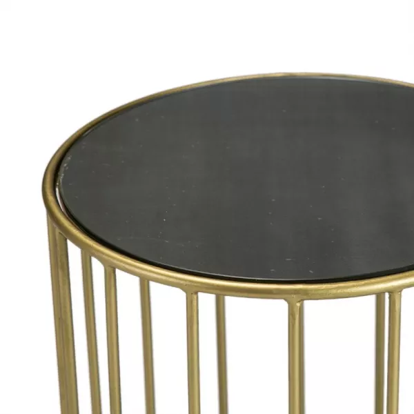 Table d'appoint, bout de canapé, bout de canapé 43x43x65 Miroir Noir Métal Doré