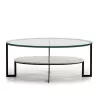 Table basse 107x62x44 Verre Marbre Blanc Métal Marron Fonce