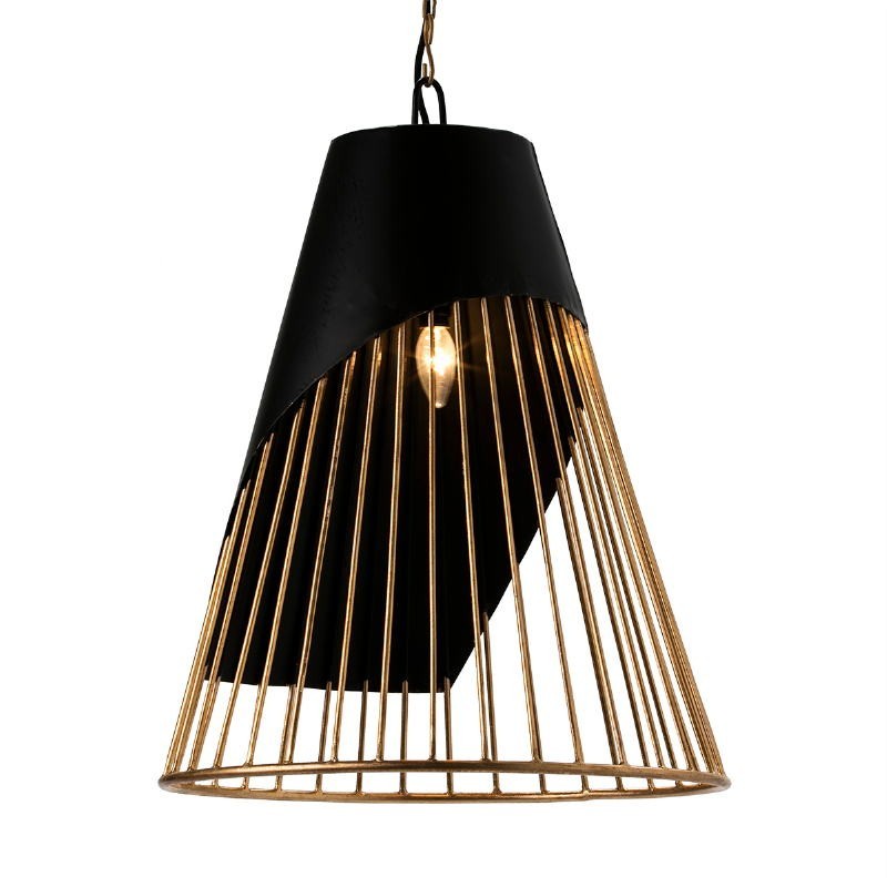 Lampe suspendue 52x52x69 Métal Doré Noir