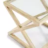 Table d'appoint, bout de canapé, bout de canapé 60x60x55 Verre Bois Blanc blanchi