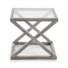 Table d'appoint, bout de canapé, bout de canapé 60x60x55 Verre Bois Gris blanchi