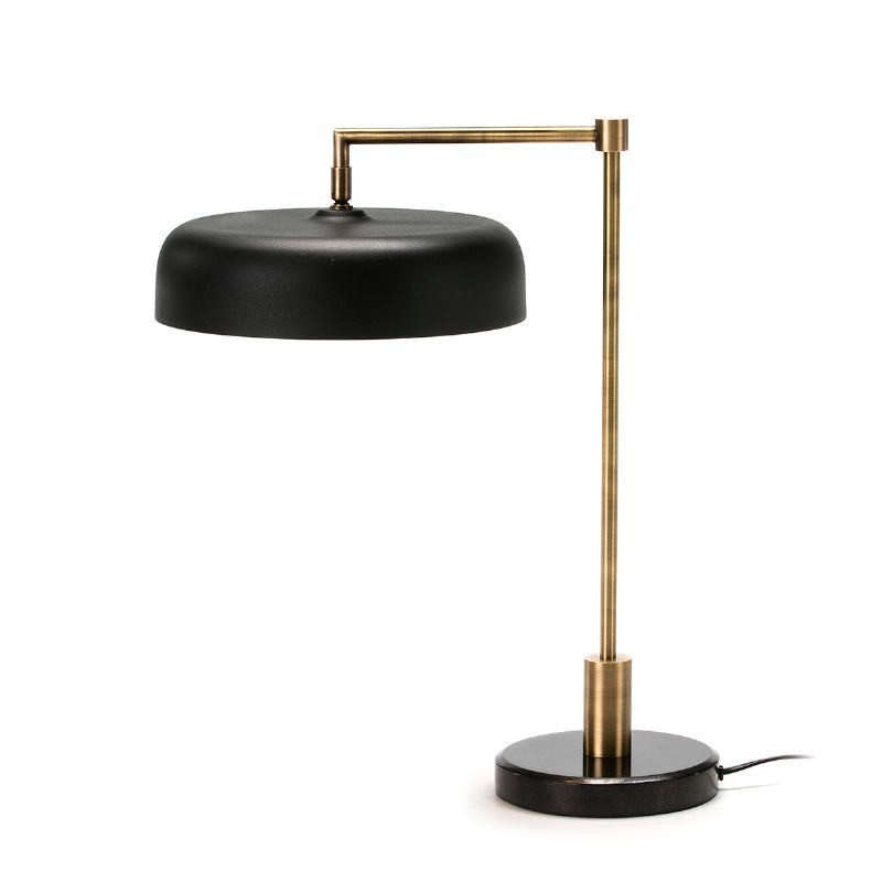 Lampe de Table 18x44x53 Marbre Noir Métal Noir Doré