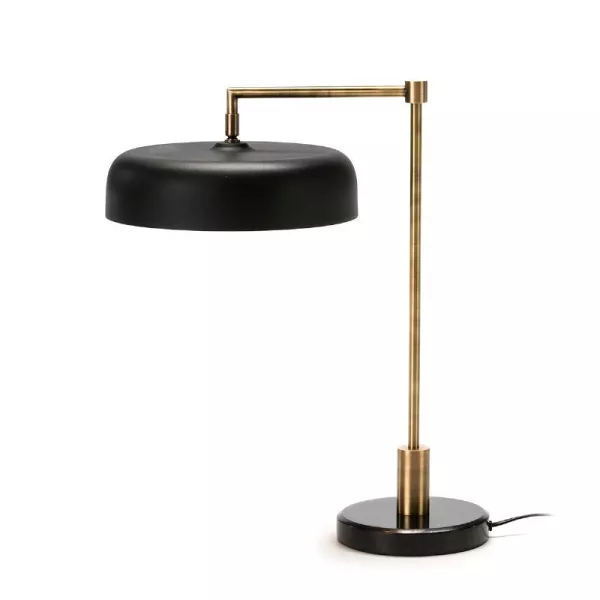 Lampe de Table 18x44x53 Marbre Noir Métal Noir Doré