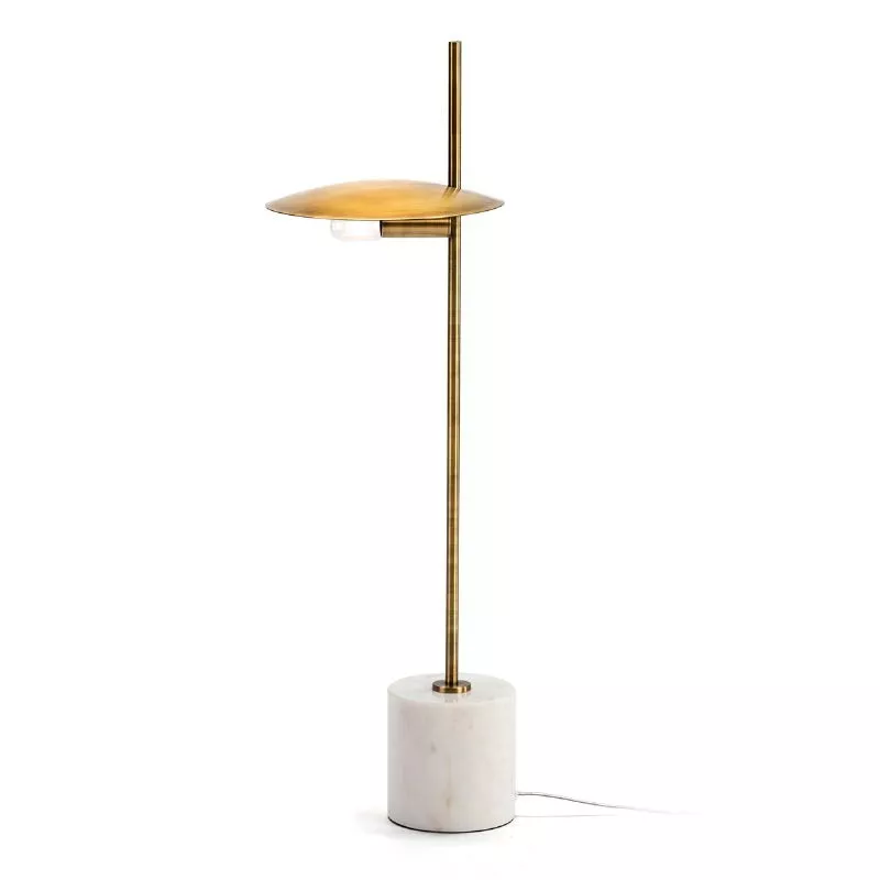 Lampe de Table 24x12x77 Marbre Blanc Métal Doré