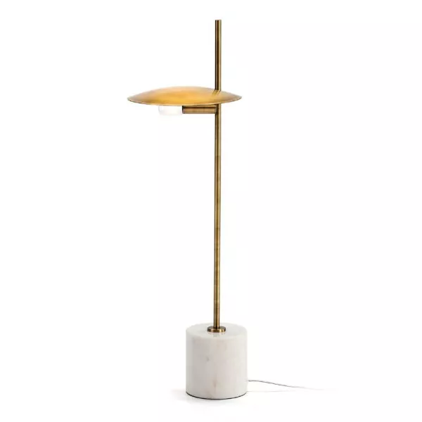 Lampe de Table 24x12x77 Marbre Blanc Métal Doré