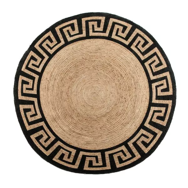 Rug 250X1X250 Jute Natural Black to associate with Round Rug Design For Dining Room