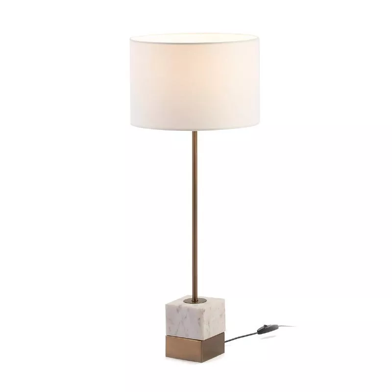 Lampe de Table sans abat-jour 10x10x58 Marbre Blanc Métal Doré