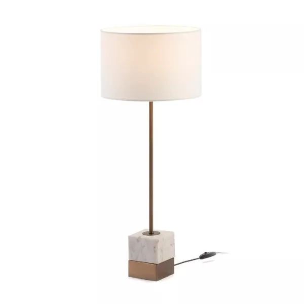 Lampe de Table sans abat-jour 10x10x58 Marbre Blanc Métal Doré