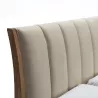 Lit 157x217x104 Bois de Frêne Cuir synthétique Beige