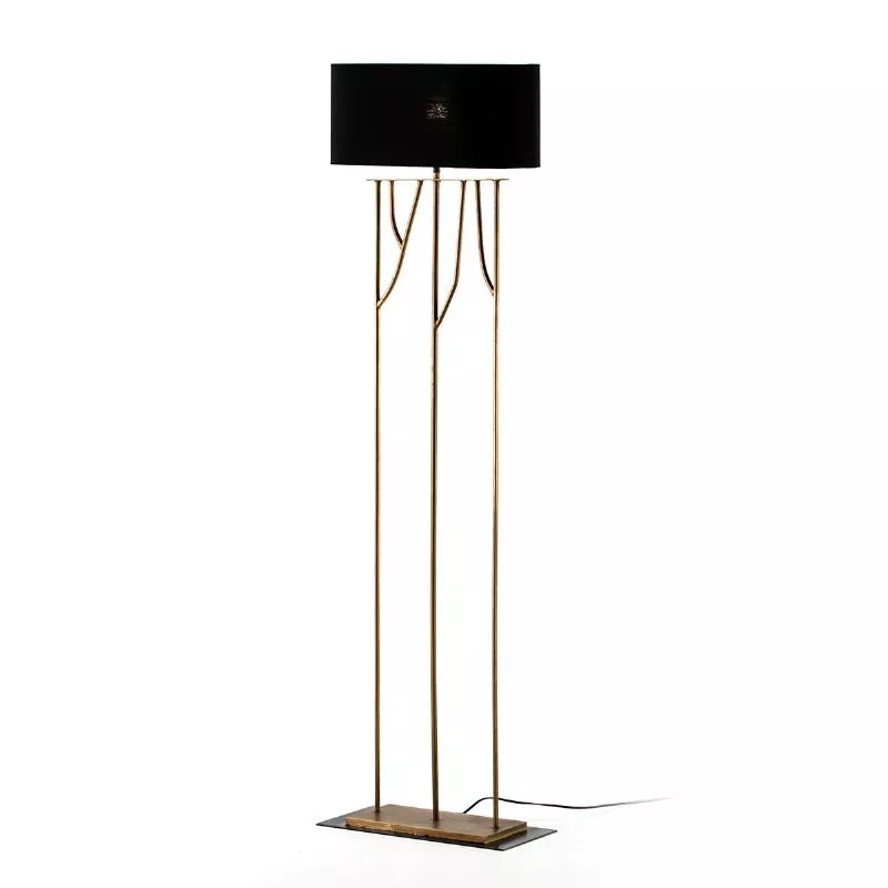 Lampadaire 47x21x140 Métal Doré avec abat-jour Noir