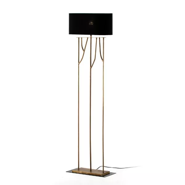 Lampadaire 47x21x140 Métal Doré avec abat-jour Noir