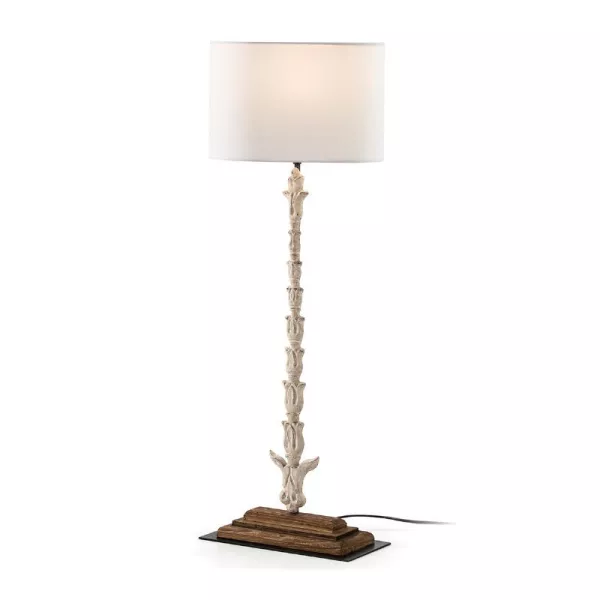 Lampe de Table 30x15x76 Métal Bois Blanc avec abat-jour Blanc