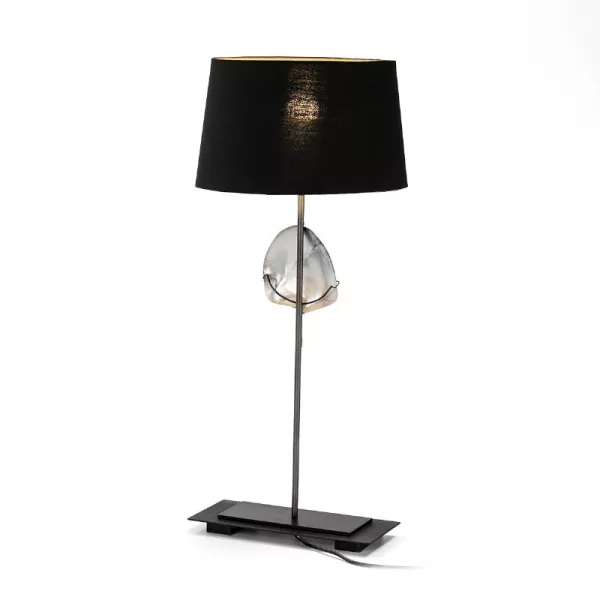 Lampe de Table 30x13x53 Nacre Métal avec abat-jour Noir Modèle 2