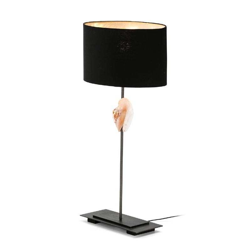 Lampe de Table 30x13x53 Nacre Métal avec abat-jour Noir Modèle 3