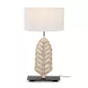 Lampe de Table 30x13x46 Métal Bois Blanc avec abat-jour Blanc