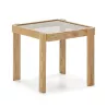 Table d'appoint, bout de canapé, bout de canapé 43x41x40 Verre Fumé Bois Naturel