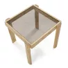 Table d'appoint, bout de canapé, bout de canapé 43x41x40 Verre Fumé Bois Naturel