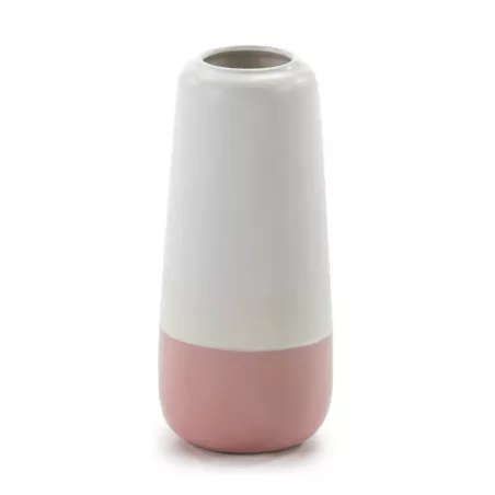 Vase 16x16x37 Céramique Blanc Rose