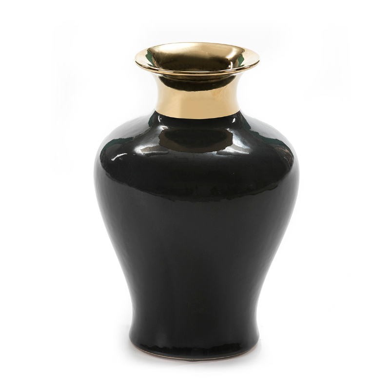 Vase 20x20x28 Céramique Doré Noir