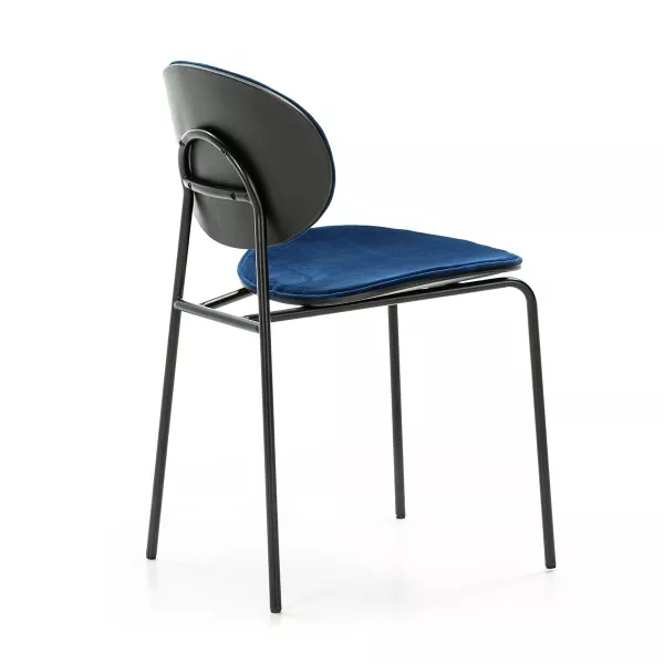 Chaise 42x51x78 cm Métal Noir ABS Noir Velours Bleu