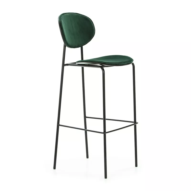 Tabouret de bar 42x51x107 cm Métal Noir ABS Noir Velours Vert à associer à Tabouret De Bar Chaise De Bar Confortables Pour Burea