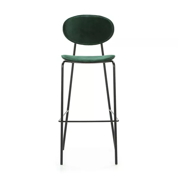 Tabouret de bar 42x51x107 cm Métal Noir ABS Noir Velours Vert à associer à Tabouret De Bar Chaise De Bar Industrielles En Métal 